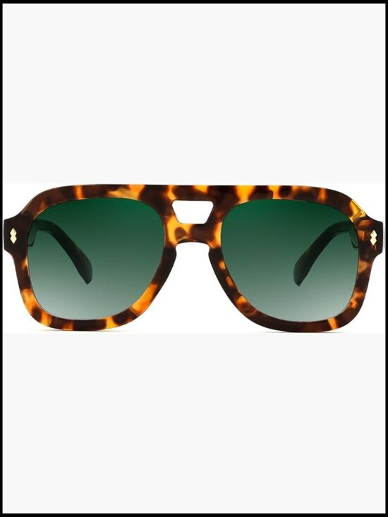 Retro Thick Aviator Sunglasses, Vintage Square Pilot Shades main image 6